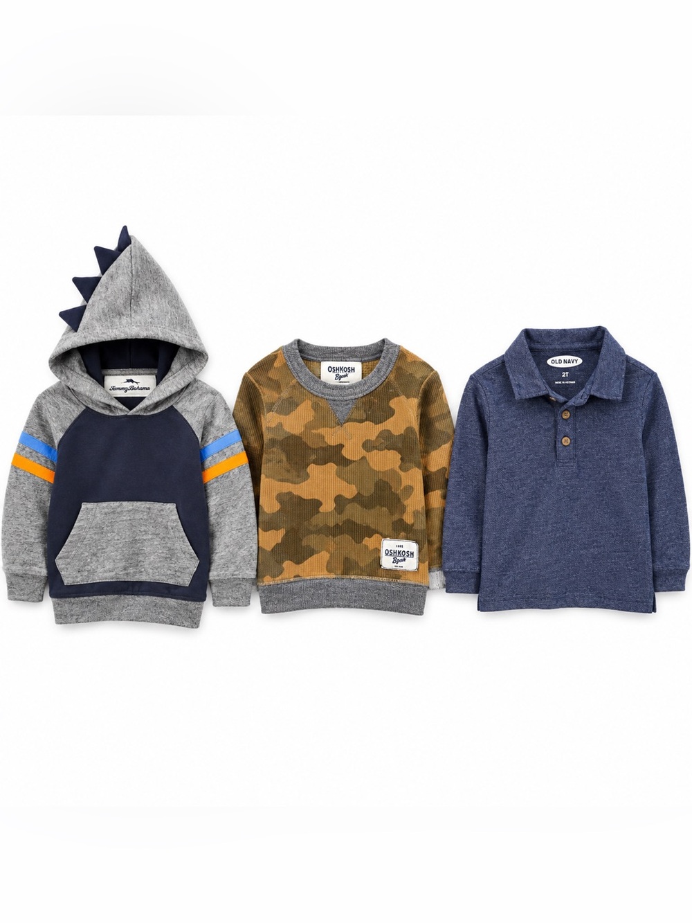 Boys 2T 3PC Clothing Bundle Tommy Bahama OshKosh Old Navy Hoodie Polo Sweatshirt